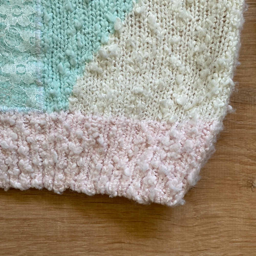 Vintage 80s 90s J.S. Fashion Pastel Chunky Knit Floral Sweater Medium Large - Picture 8 of 15